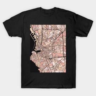 Marseille Map Pattern in Soft Pink Pastels T-Shirt